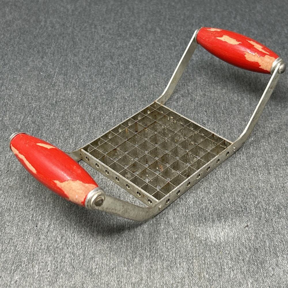 Vintage Tomado Holland French Fry Cutter Chippy Red Wood Handle Dutch Kitchen